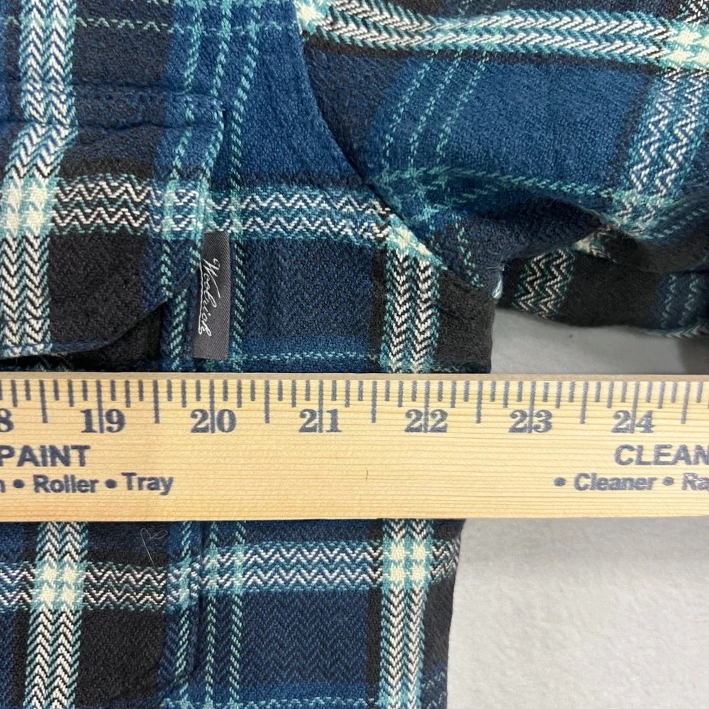 Distressed Woolrich Mens M Blue Plaid Quilted Flannel Shirt Jacket Snap‎ Front